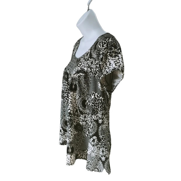 Clientele Babydoll Style Top Black/White Floral M - Picture 5 of 8